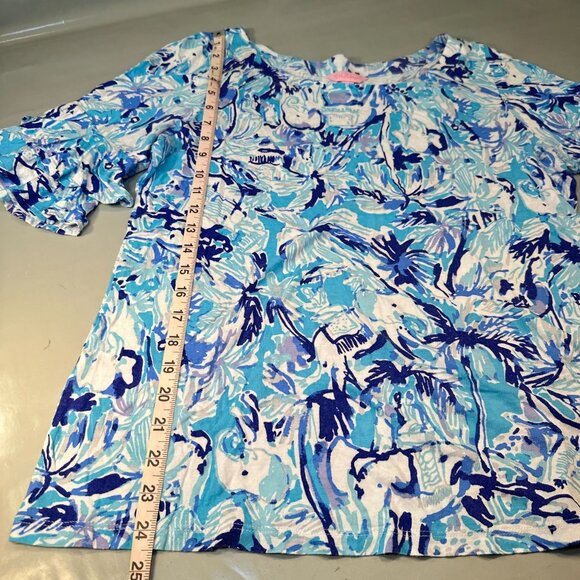 Lilly Pulitzer Blouse Womens Elephant Lula Ruffle Sleeve Top Resort Tropical - Picture 13 of 16